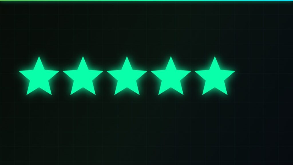 Google Business Profile neon five star abstract visual