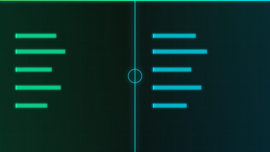 Google Ads vs Meta Ads abstract neon split composition