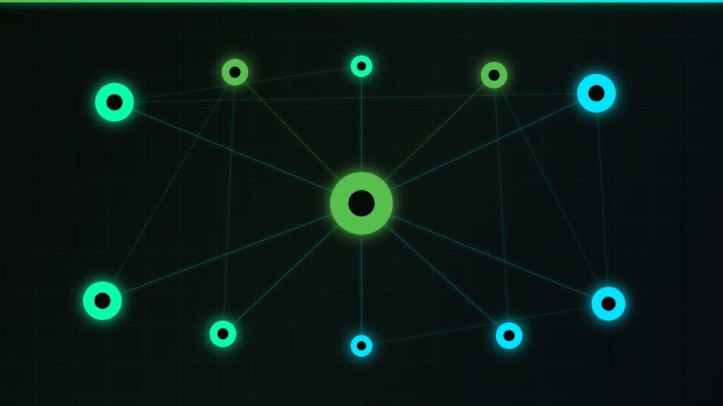Social media marketing neon network node abstract graph