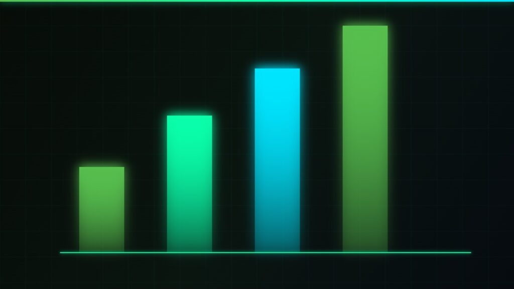 Digital marketing pricing neon bar chart abstract