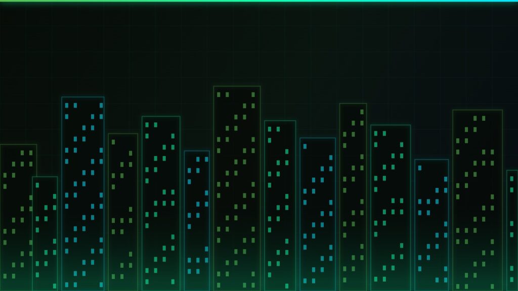 Digital marketing agency neon cityscape abstract silhouette
