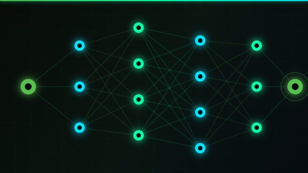 AI marketing strategy neon neural network abstract 2025